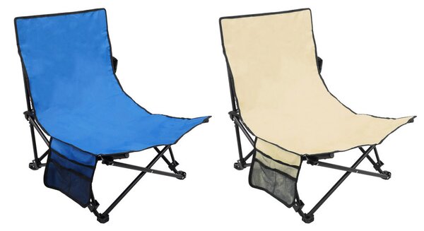 Sedia da Spiaggia Spiaggina Pieghevole con Tasche Gallipoli 64x52x67 cm in Tessuto Oxford Colore Casuale