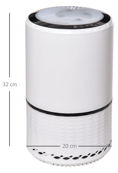 HOMCOM Purificatore d'Aria con Filtro HEPA Carbone Attivo, 3 Velocità Regolabili, Area coperta 18㎡, per Polvere, Fumo, Odori, Polline|Aosom