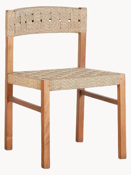 Sedia da giardino in legno di teak intrecciata a mano Cora