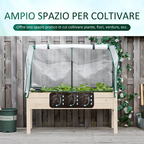 Outsunny Letto per Orto in Cassetta con Serra da Giardino, Portapiante da Esterno in Legno e PE per Fiori e Verdure Serre Agricole Prezzi|Aosom
