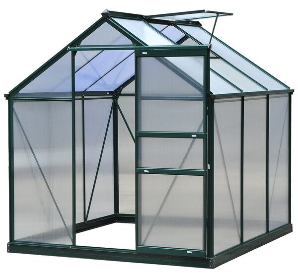 Outsunny Serra per Orto con Finestra e Porta Scorrevole, in Alluminio e Policarbonato Anti-Raggi UV, 190x192x201cm, Verde Scuro | Aosom Italy
