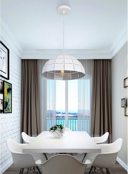 Top Lampada Apolo 30B - Lampadario a sospensione con filo 1xE27/40W/230V bianco/argento