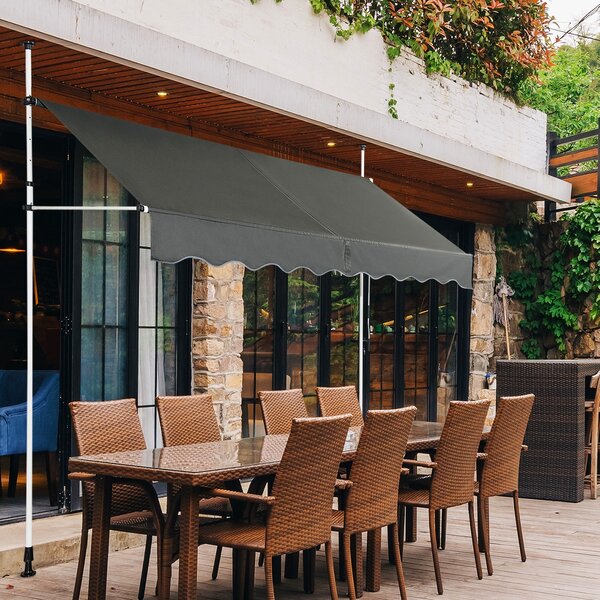 Costway Tenda da sole telescopica e retrattile, Tenda parasole resistente ai raggi UV impermeabile 250 x 120 cm Grigio