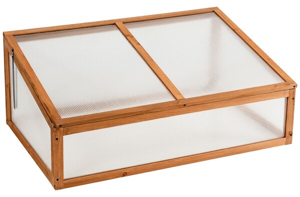 Costway Mini serra di legno ideale per giardino balcone e veranda, Protettore rialzato per vasi da esterno, 100 x 65 x 40 cm