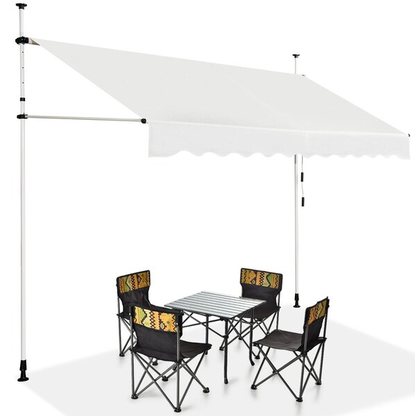 Costway Tenda da sole telescopica e retrattile, Tenda parasole resistente ai raggi UV impermeabile 300 x 120 cm Beige