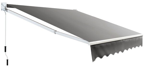 Costway Tenda parasole in alluminio con manovella e poliestere impermeabile, Tenda da sole retrattile 245x200cm Grigio