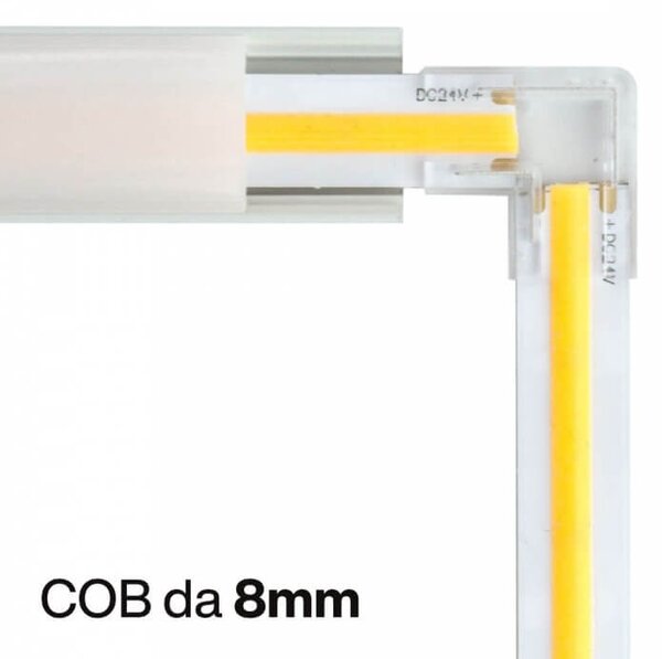 Connettore Angolare per Strisce LED COB Monocolore da 8mm IP20 - CF 2PZ Selezionare l'accessorio Accessorio Strisce da 8 mm