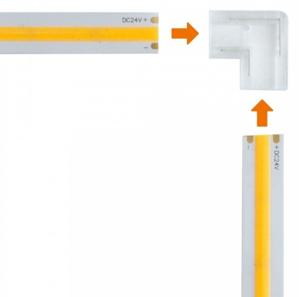 Connettore Angolare per Strisce LED COB Monocolore da 8mm IP20 - CF 2PZ Selezionare l'accessorio Accessorio Strisce da 8 mm