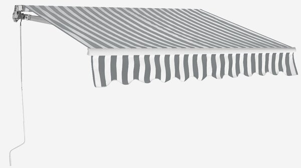 Costway Tenda da sole manuale retrattile 3x2,5m impermeabile, Tenda parasole per balcone resistente ai raggi UV Bianco e grigio