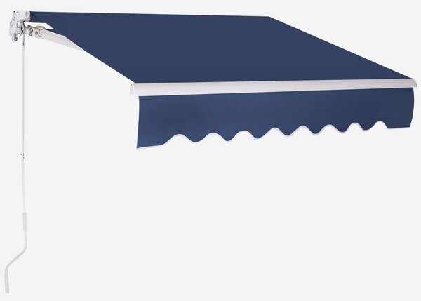 Costway Tenda da sole manuale retrattile 3x2,5m impermeabile, Tenda parasole per balcone resistente ai raggi UV Blu scuro
