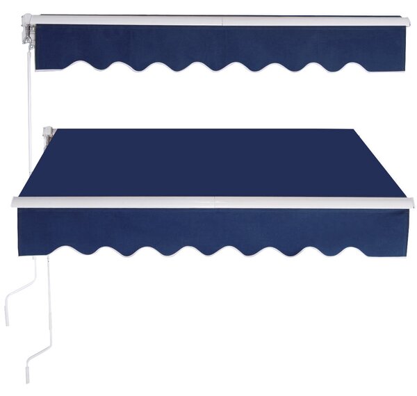 Costway Tenda da sole manuale retrattile 2x2,5m resistente ai raggi UV, Tenda parasole per balcone Blu