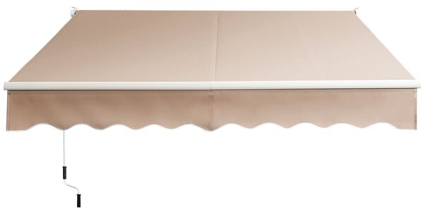 Costway Tenda parasole in alluminio con manovella e poliestere impermeabile, Tenda da sole retrattile 245x200cm Beige