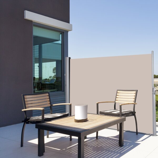 Costway Tenda da sole retrattile e pieghevole in alluminio da esterno, Divisore privacy montato al muro 180x300cm Beige
