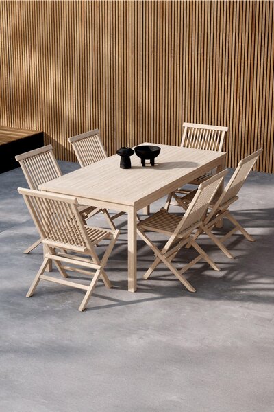 Set da pranzo da giardino in legno di teak Kenya, set da 7