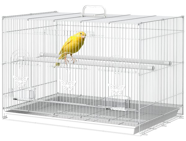 PawHut Gabbia per Pappagalli in Metallo con Posatoi, Ciotole per Cibo e Maniglia, 60x41x41cm|Aosom
