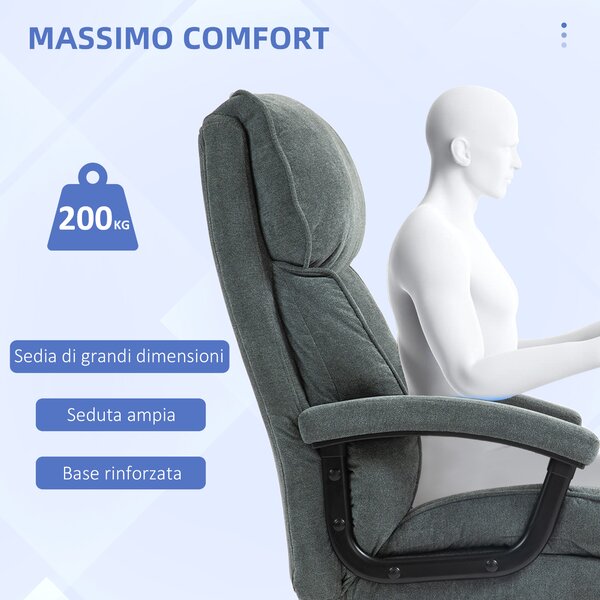 Poltrona da Ufficio con 7 Punti Massaggianti e Poggiapiedi, in Pelle PU e Acciaio, 67x79x111-121 cm, Nero| Aosom Italy