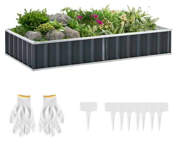 Outsunny Letto per Orto Rialzato in Acciaio, Forma Regolabile e Fondo aperto, Portapiante per Ortaggi, Erbe e Fiori, 174x90cm|Aosom