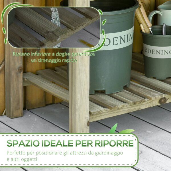 Outsunny Letto per Orto Rialzato in Legno con Ripiano Inferiore, Fioriera da Esterno Portapiante per Giardino e Balcone, 91x51x76cm|Aosom