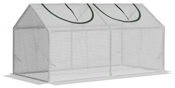 Outsunny Mini serra a casetta con 2 Finestre Avvolgibili, Copertura in PE Anti-Raggi UV per Orto e Giardino, 120x60x60cm, Bianco | Aosom Italy