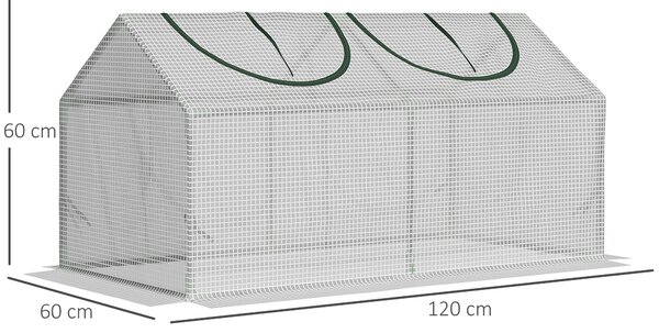 Outsunny Mini serra a casetta con 2 Finestre Avvolgibili, Copertura in PE Anti-Raggi UV per Orto e Giardino, 120x60x60cm, Bianco | Aosom Italy