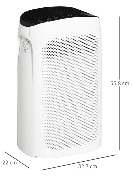 HOMCOM Purificatore d'Aria per Allergie con Filtro HEPA a Triplo Strato, 3 Velocità, Modalità Sonno, Timer, Area coperta 25-35m³|Aosom