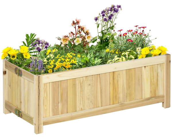 Outsunny Fioriera in Legno Pieghevole da Esterno, Orto Rialzato da Balcone, Orto in Cassetta Richiudibile con Base Drenante, 70x30x25cm|Aosom
