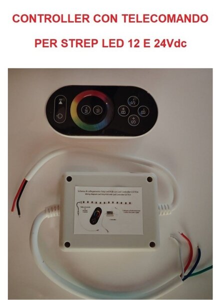 Controller con telecomando TOUCH per strisce led RGB 12/24Vdc