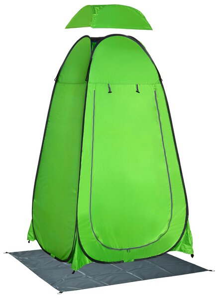 Outsunny Tenda Doccia da Campeggio per Esterni con Porta a Cerniera, Borsa, Portaoggetti e Gancio, 126x124x189cm, Verde|Aosom