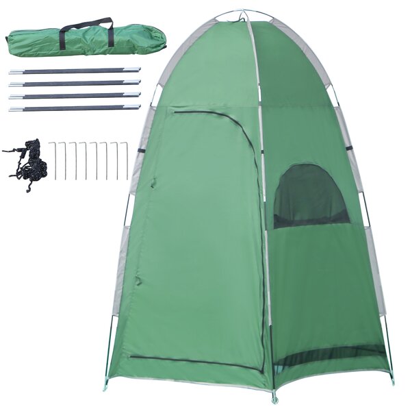 Outsunny Tenda Doccia Campeggio Spiaggia ed Esterni con Ingresso a Cerniera, Borsa per Trasporto e Tasca Portaoggetti, 122x122x213cm, Verde|Aosom