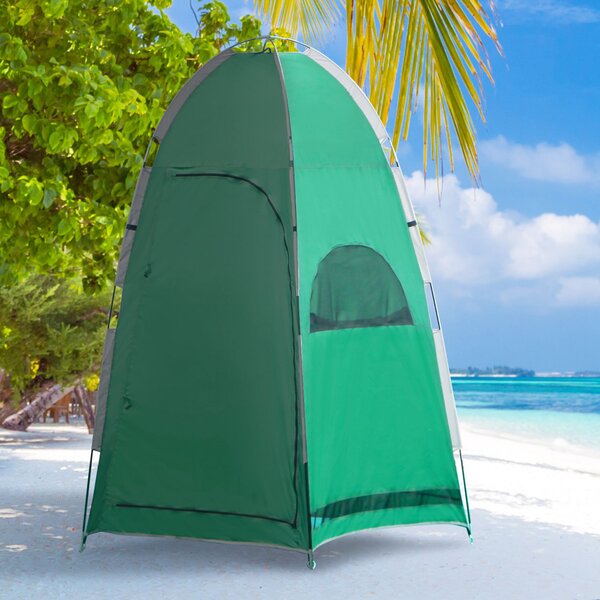 Outsunny Tenda Doccia Campeggio Spiaggia ed Esterni con Ingresso a Cerniera, Borsa per Trasporto e Tasca Portaoggetti, 122x122x213cm, Verde|Aosom
