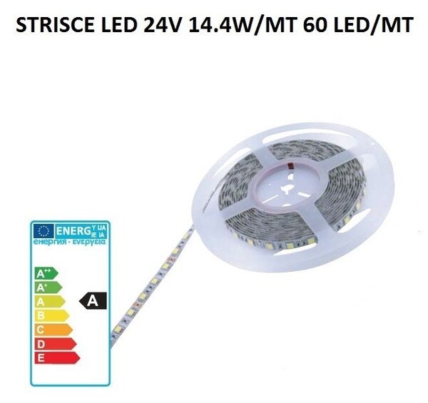 Molveno strisce led 24V 14,4W/MT 60 led/MT 3000K IP20
