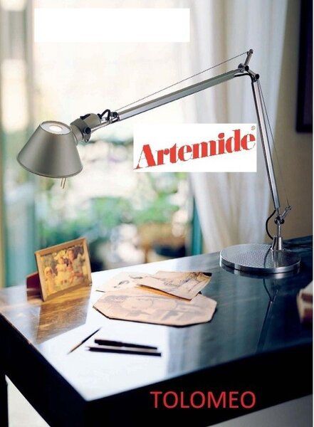 Artemide Tolomeo tavolo mini colore alluminio led 3000 K completa di base diametro 200