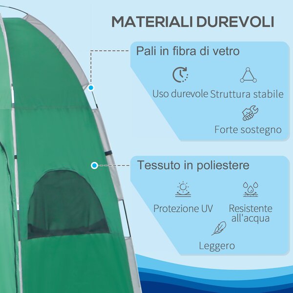 Outsunny Tenda Doccia Campeggio Spiaggia ed Esterni con Ingresso a Cerniera, Borsa per Trasporto e Tasca Portaoggetti, 122x122x213cm, Verde|Aosom