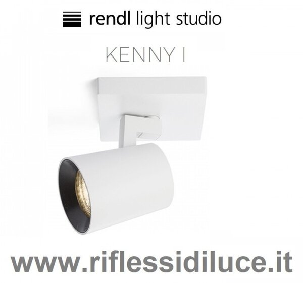 Rendl Light kenny 1 faretto parete soffitto struttura bianca ghiera interna nera