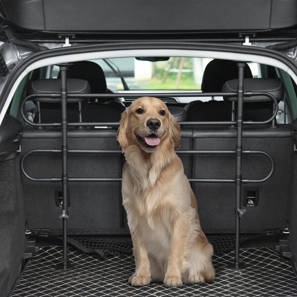 PawHut - Griglia di Protezione Regolabile per i Animali Domestici Adatto a Ogni Auto Nero|Aosom
