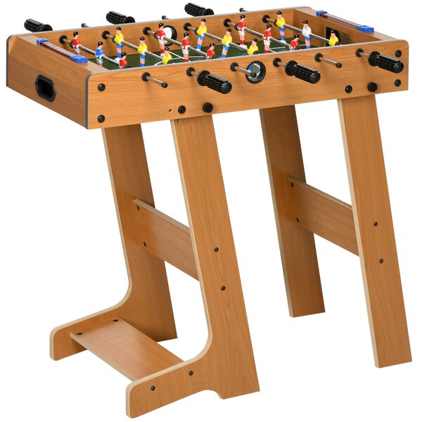 HOMCOM Calcio Balilla Compatto in Legno, Biliardino Salvaspazio con 6 Aste, 18 Giocatori e Segnapunti, 69x37x70cm|Aosom