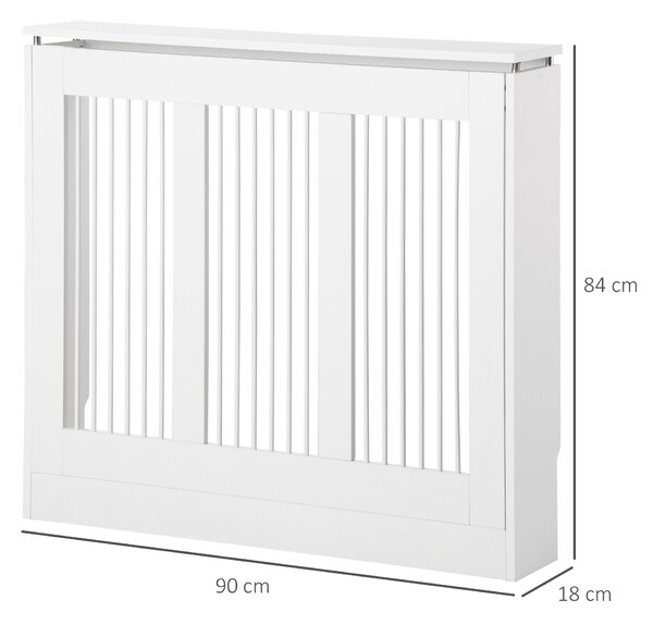 HOMCOM Copritermosifone a Doghe Moderno ed Elegante per la Casa, in MDF e Acciaio, 90x18x84cm, Bianco|Aosom