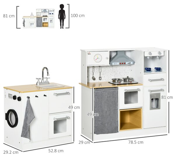 HOMCOM Cucina Giocattolo per Bambini 3-6 Anni con Utensili Luci e Suoni in MDF e PP Divertente e Istruttiva per Gioco di Ruolo|Aosom
