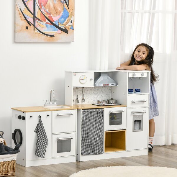 HOMCOM Cucina Giocattolo per Bambini 3-6 Anni con Utensili Luci e Suoni in MDF e PP Divertente e Istruttiva per Gioco di Ruolo|Aosom