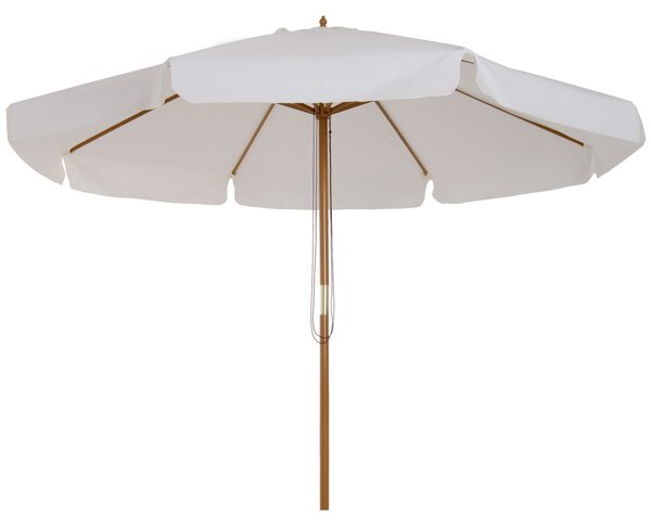 Outsunny Ombrellone da Giardino con Doppio Tettuccio, in Legno di Bambù e Poliestere, Ø325x250 cm, Crema|Aosom