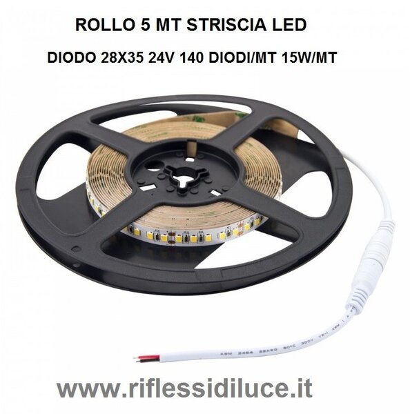 Striscia led IP20 24V 15W/mt 2835 luce bianco freddo