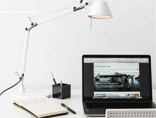 Artemide tolomeo micro da tavolo completa di base base colore bianco lucido