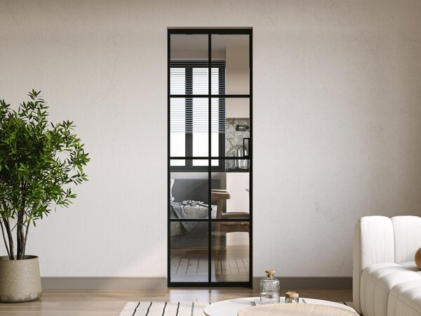 Porta scorrevole con sistema a incasso in Alluminio e Vetro temperato H205 x L63 cm - WILDEN II