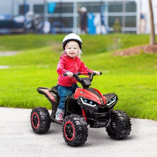 HOMCOM Quad Elettrico per Bambini 12V, 2 Velocità, Ruote Larghe con Sospensioni e Fari LED, Età 3-5 Anni, Rosso|Aosom