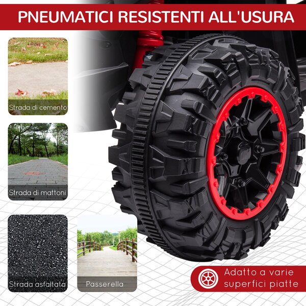 HOMCOM Quad Elettrico per Bambini 12V, 2 Velocità, Ruote Larghe con Sospensioni e Fari LED, Età 3-5 Anni, Rosso|Aosom
