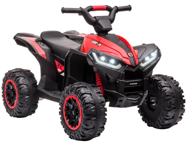 HOMCOM Quad Elettrico per Bambini 12V, 2 Velocità, Ruote Larghe con Sospensioni e Fari LED, Età 3-5 Anni, Rosso|Aosom