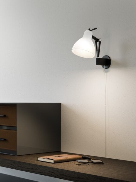 Rotaliana W0 parete struttura nero opaco diffusore bianco lucido