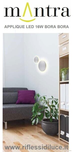 Mantra applique bora bora bianca tonda d. 27 cm led 16W