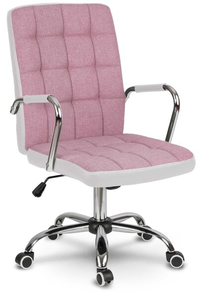 Sedia Da Ufficio In Tessuto Benton Rosa E Bianco