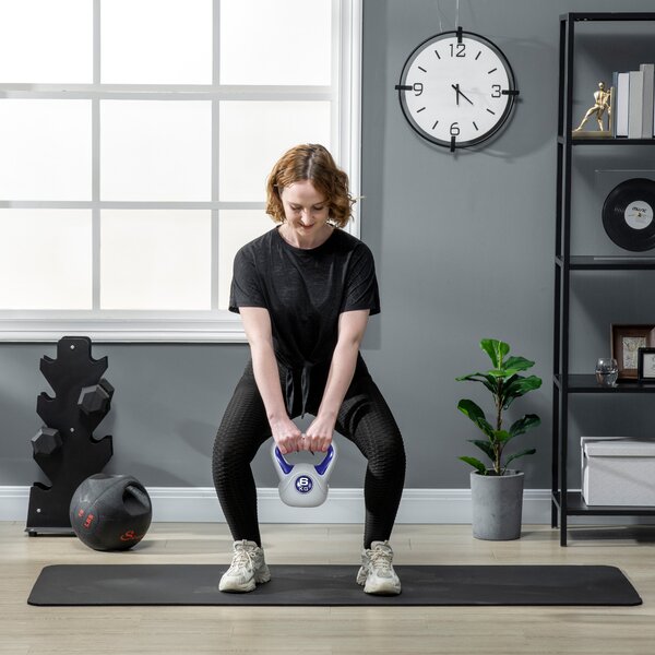 HOMCOM Kettlebell in PU con Sabbia 6Kg, Fondo Piatto, Maniglia Liscia Anti-Sfregamento, Viola | Aosom